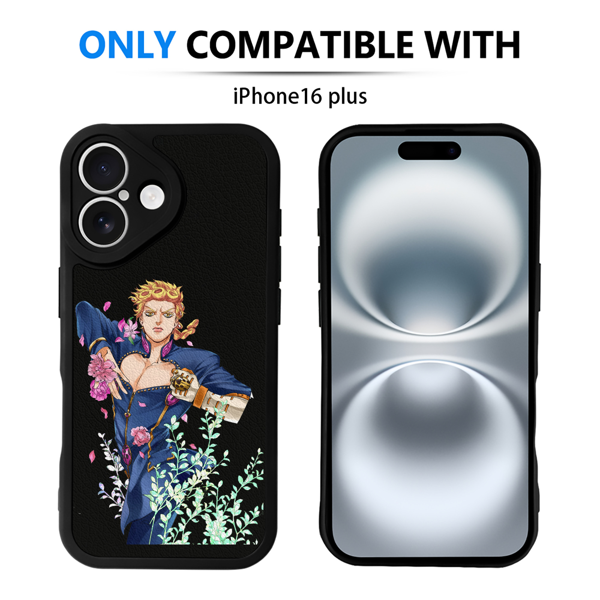 （画像用） ジョジョの奇妙な冒険 ジョルノ?ジョバァーナ JoJo's Bizarre Adventure Giorno Giovanna 【iPhone 16シリーズ対応】シリコンスマホケース（レザー調） 材質：シリコン